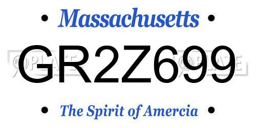 GR2Z699 Massachusetts License Plate