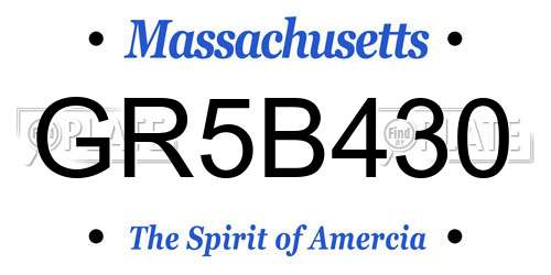 GR5B430 Massachusetts License Plate