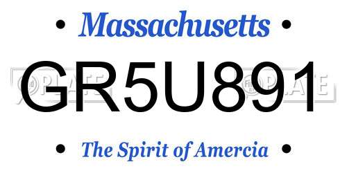 GR5U891 Massachusetts License Plate