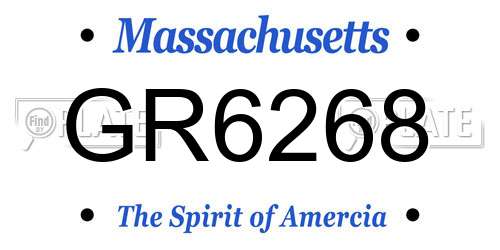 GR6268 Massachusetts License Plate