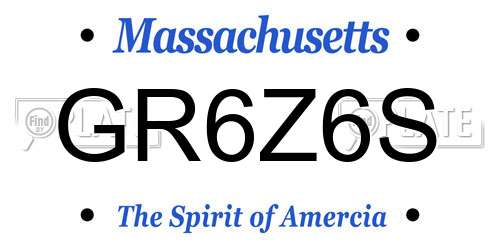 GR6Z6S Massachusetts License Plate