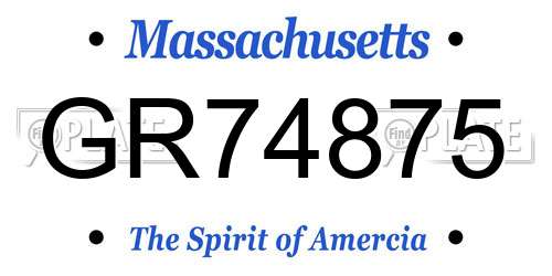 GR74875 Massachusetts License Plate