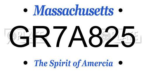 GR7A825 Massachusetts License Plate