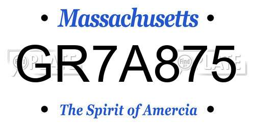 GR7A875 Massachusetts License Plate