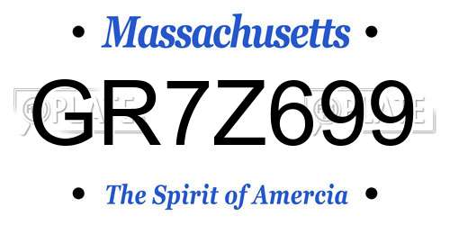 GR7Z699 Massachusetts License Plate