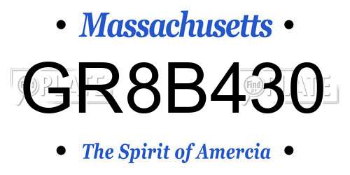 GR8B430 Massachusetts License Plate