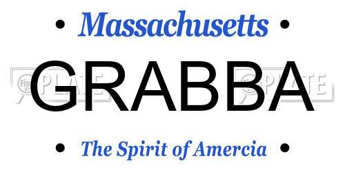 GRABBA Massachusetts License Plate