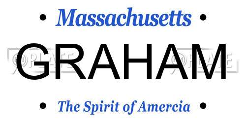 GRAHAM Massachusetts License Plate
