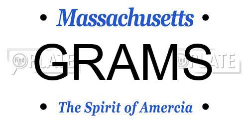 GRAMS Massachusetts License Plate