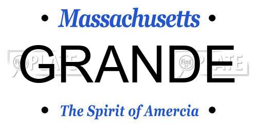 GRANDE Massachusetts License Plate