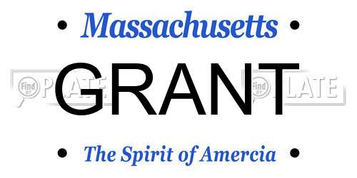 GRANT Massachusetts License Plate