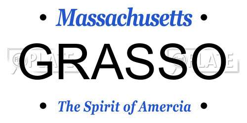 GRASSO Massachusetts License Plate
