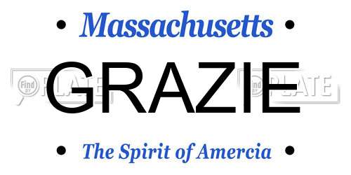 GRAZIE Massachusetts License Plate