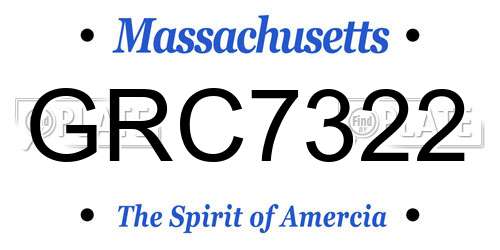 GRC7322 Massachusetts License Plate
