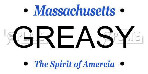 GREASY Massachusetts License Plate
