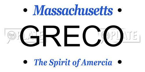 GRECO Massachusetts License Plate