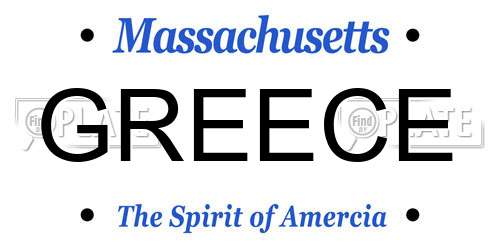 GREECE Massachusetts License Plate