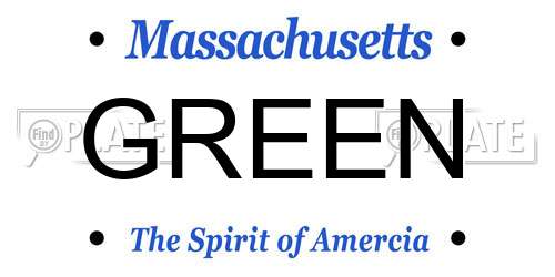 GREEN Massachusetts License Plate
