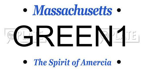 GREEN1 Massachusetts License Plate