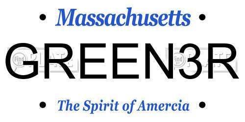 GREEN3R Massachusetts License Plate