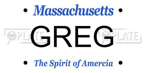 GREG Massachusetts License Plate