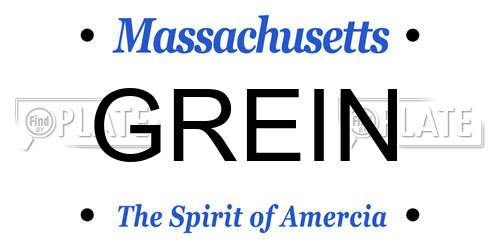 GREIN Massachusetts License Plate