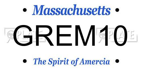 GREM10 Massachusetts License Plate