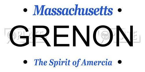 GRENON Massachusetts License Plate