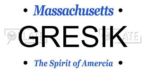 GRESIK Massachusetts License Plate
