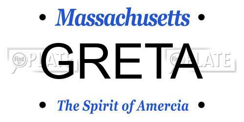 GRETA Massachusetts License Plate