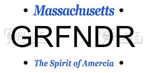 GRFNDR Massachusetts License Plate