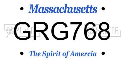 GRG768 Massachusetts License Plate