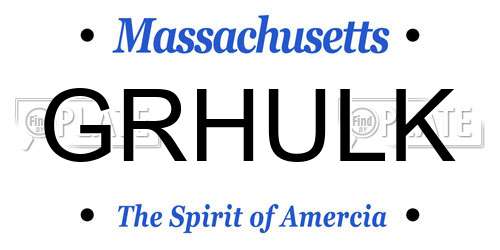 GRHULK Massachusetts License Plate
