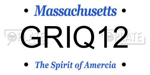 GRIQ12 Massachusetts License Plate