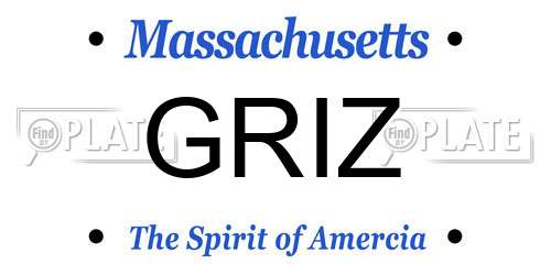 GRIZ Massachusetts License Plate
