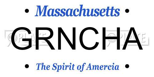 GRNCHA Massachusetts License Plate