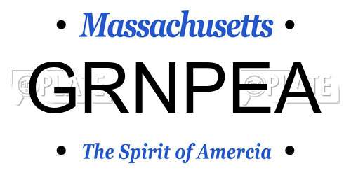 GRNPEA Massachusetts License Plate