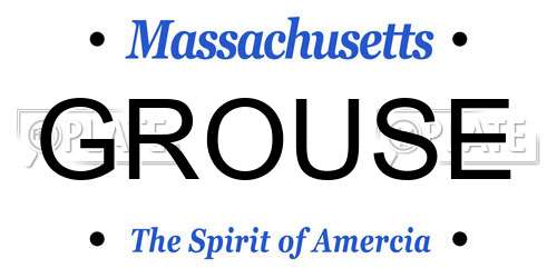 GROUSE Massachusetts License Plate