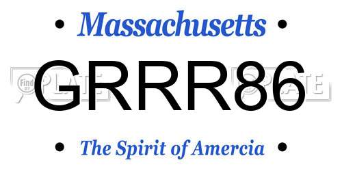 GRRR86 Massachusetts License Plate