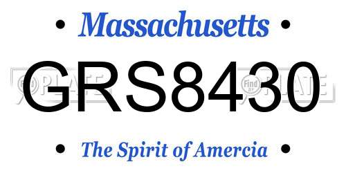 GRS8430 Massachusetts License Plate