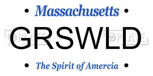 GRSWLD Massachusetts License Plate