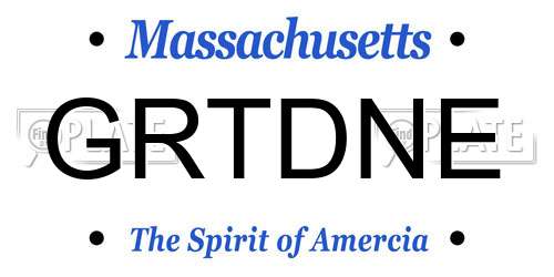 GRTDNE Massachusetts License Plate