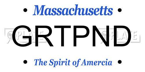 GRTPND Massachusetts License Plate