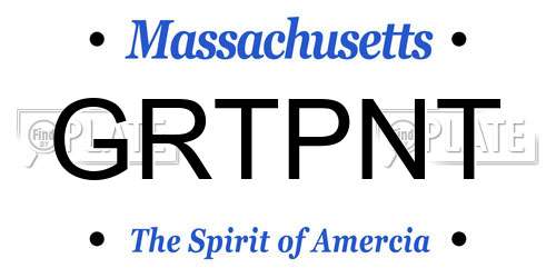 GRTPNT Massachusetts License Plate