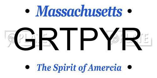GRTPYR Massachusetts License Plate