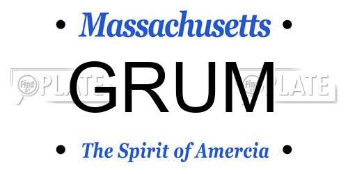 GRUM Massachusetts License Plate