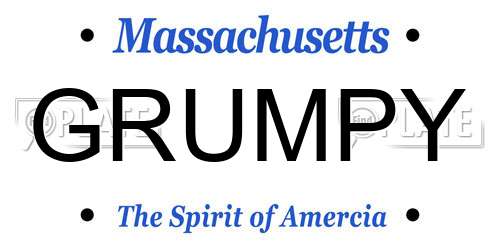 GRUMPY Massachusetts License Plate