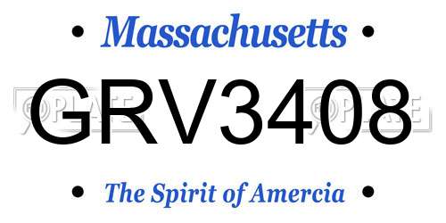 GRV3408 Massachusetts License Plate