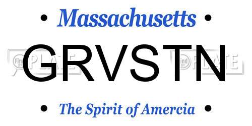 GRVSTN Massachusetts License Plate