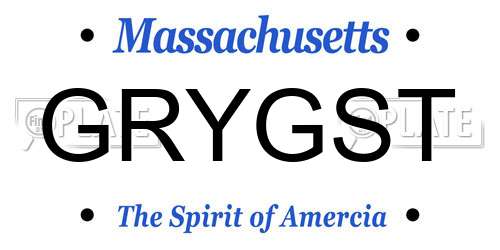 GRYGST Massachusetts License Plate
